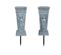 Memorial Resin Cemetery Vase with Spike Elegant Angel Garden Decoration Weather Resistant Flower Holder with Drain Hole and 5.5'' Metal Spike for Stability