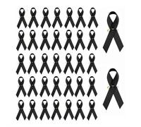 Memorial Ribbons for Funeral - 100-pack Black Satin Ribbon Safety Pins, 1x3.5x7.5cm Brooches, Symbol Of Remembrance for Victims, Awareness, And Solidarity
