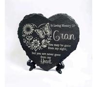 Memorial Stone Father Keepsake Mum Remembrance Nan Heart shapd Slate Family In Loving Memory 11cm x 11cm (Gran)