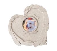 Memorial Stone for Deceased Dogs, Decorative Garden Stone with Heart Shape, Cemetery Stone with Picture Frame and Sympathy Keepsake for Grave Design