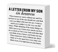 Memorial Sympathy Gifts for Loss of Son, Memorial Gifts for Loss of Loved One Son Bereavement Condolence Remembrance Gifts Wooden Sign, A Letter From My Son In Heaven I'm Right Here in Your Heart