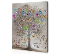Memorial Tree and Butterfly Canvas Wall Art, Those We Love Don't Go Away Poster Pictures, Waterproof Modern Inspirational Wall Art for Living Room, Bedroom, Hallway, Sympathy Gift, 40x30cm Framed