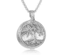 Memorial Urn Necklace For Men Nordic Viking Ouroboros Tree Of Life Cremation Necklace For Human Ashes Stainless Steel, Stainless Steel, No Gemstone