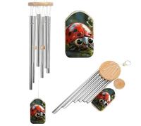 Memorial Wind Chimes Deep Tone Cartoon Ladybug Windchimes with 6 Tuned Tubes for Garden Patio Decor Sympathy Bereavement Condolence Funeral Gifts for Loss of Loved One, 20.5"