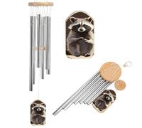 Memorial Wind Chimes Deep Tone Cute Raccoon Windchimes with 6 Tuned Tubes for Garden Patio Decor Sympathy Bereavement Condolence Funeral Gifts for Loss of Loved One, 20.5"