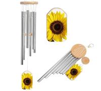 Memorial Wind Chimes Deep Tone Flower Sunflower Windchimes with 6 Tuned Tubes for Garden Patio Decor Sympathy Bereavement Condolence Funeral Gifts for Loss of Loved One, 20.5"