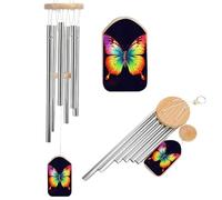 Memorial Wind Chimes Deep Tone Rainbow Butterfly Windchimes with 6 Tuned Tubes for Garden Patio Decor Sympathy Bereavement Condolence Funeral Gifts for Loss of Loved One, 20.5"