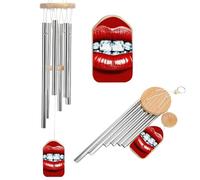 Memorial Wind Chimes Deep Tone Red Lips with Diamond Windchimes with 6 Tuned Tubes for Garden Patio Decor Sympathy Bereavement Condolence Funeral Gifts for Loss of Loved One, 20.5"