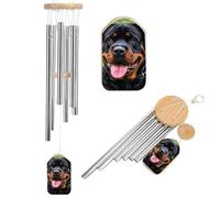 Memorial Wind Chimes Deep Tone Rottweiler Wallpaper Windchimes with 6 Tuned Tubes for Garden Patio Decor Sympathy Bereavement Condolence Funeral Gifts for Loss of Loved One, 20.5"