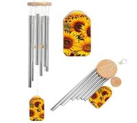 Memorial Wind Chimes Deep Tone Sunflower Pattern Windchimes with 6 Tuned Tubes for Garden Patio Decor Sympathy Bereavement Condolence Funeral Gifts for Loss of Loved One, 20.5"