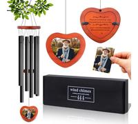Memorial Wind Chimes with Photo Frame Sympathy Gifts for Loss of Loved One Aluminum Tubes Wind Chime for Garden Yard Home Outdoor Indoor, Sympathy Condolence Bereavement Gift for Lose of Mum Dad