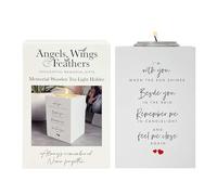 Memorial Wooden Tea Light Holder | White Wooden Remembrance Candle Holder with Poem | Bereavement Sympathy Gift | 10x7x7cm