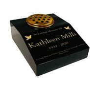 Memorials Direct Black Granite Memorial Sloping Desk With Vase with Free Personalised Gold Engraving Includes Metal Flower Pot Insert 12 x 10 x 4"