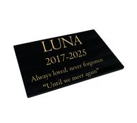Memorials Direct Cat Memorial Plaque - Premium Black Granite (Plain Solid Design) - Available in Standard & Large Sizes - Large
