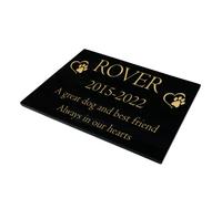 Memorials Direct Dog Memorial Plaque - Premium Black Granite (Paw & Heart Design) - Available in Standard & Large Sizes - Large