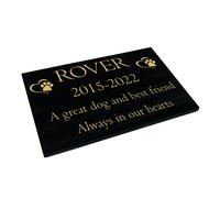 Memorials Direct Dog Memorial Plaque - Premium Black Granite (Paw & Heart Design) - Available in Standard & Large Sizes - Standard Thick (29x21x2cm)