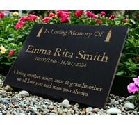 Memorials Direct Granite Memorial Plaque, Candle, Stand Included - Standard (29x21x1cm)