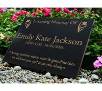Memorials Direct Granite Memorial Plaque, Daffodil, Stand Included - Standard (29x21x1cm)