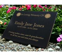 Memorials Direct Granite Memorial Plaque, Sunflower, Stand Included - Large (40x30x2cm)