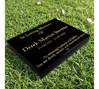 Memorials Direct Granite Memorial Tablet - Polished Black Stone - Free Personalised Gold Engraving (15x12x2 inches, 20kg)