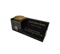 Memorials Direct Granite Memorial Vase and Plaque Combination, Solid Granite, 16x6x6inchs, 20KG, Includes Flower Pot Insert