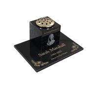 Memorials Direct Granite Memorial Vase and Tablet, Solid Granite, Add a Portrait Image, 6x6x6 Inches, 8KG, Includes Flower Pot Insert