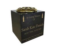 Memorials Direct Granite Memorial Vase - Solid Granite - Free Personalised Gold Engraving - Includes Metal Flower Pot Insert - 6 x 6 x 6