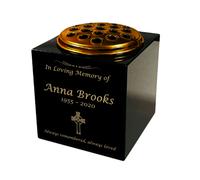 Memorials Direct Granite Memorial Vase- Solid Granite - Free Personalised Gold Engraving, Celtic Cross - Includes Metal Flower Pot Insert - 6 x 6 x 6