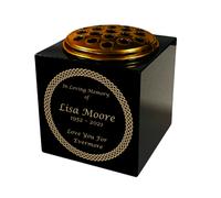 Memorials Direct Granite Memorial Vase- Solid Granite - Free Personalised Gold Engraving, Celtic knot 1 - Includes Metal Flower Pot Insert - 7 x 7 x 7