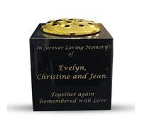 Memorials Direct Granite Memorial Vase - Solid Granite - Free Personalised Gold Engraving - Includes Metal Flower Pot Insert - 7 x 7 x 7