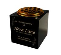 Memorials Direct Granite Memorial Vase- Solid Granite - Free Personalised Gold Engraving, Orchid 1 - Includes Metal Flower Pot Insert - 7 x 7 x 7
