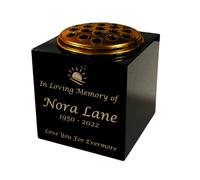 Memorials Direct Granite Memorial Vase- Solid Granite - Free Personalised Gold Engraving, Sunset- Includes Metal Flower Pot Insert - 7 x 7 x 7