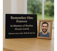 Memorials Direct Personalised Granite Memorial Plaque with Stand - Built To Last Forever Brother - Large (40x30x2cm)