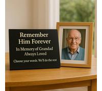Memorials Direct Personalised Granite Memorial Plaque with Stand - Built To Last Forever Grandad - Large (40x30x2cm)