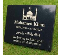 Memorials Direct Personalised Granite Memorial Plaque with Stand - Built To Last Forever Islam - Standard (29x21x1cm)