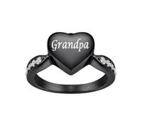 MEMORIALU Black Cremation Ring for Ashes Stainless Steel Hold Loved Ones Ash Keepsake Finger Ring Urn Locket Memorial Jewelry for Women, 7 UK, Metal, No Gemstone