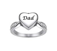 MEMORIALU Cremation Ring for Ashes Stainless Steel Hold Loved Ones Ash Keepsake Finger Ring Urn Locket Memorial Jewelry for Women, 6 UK, Metal, No Gemstone