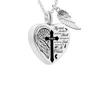 MEMORIALU Heart Urn Necklaces for Ashes Cross Angel Wings Cremation Jewelry Keepsake Memorial Pendant for Men Women, Stainless Steel, stainless steel