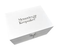 Memories & Keepsakes Engraved Storage Box | White Wooden Memory Box | Reusable Storage Box |Memorial Keepsake Box | Any Occasion Memory Box | 30cm x 23cm x 18cm