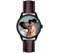 memories Photo Watch Personalised Watch 41 mm Leather Strap 3 Bar Watch with Picture Made in Germany, black, Strap.