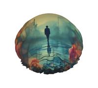 Memories Print Shower Cap For Women Double Layer Waterproof Bath Cap Elastic Reusable Shower Hat Hair Protection Bath Hat For Spa Salon Bathing Ladies