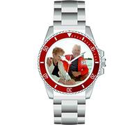 memories Watch with Picture Photo Clock Diameter 40 mm Stainless Steel Bracelet 3 Bar Date Display Made in Germany, silver, Bracelet