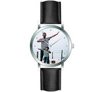 memories Women's Watch with Photo Diameter 36 mm Personalised Gift Leather Strap Black Steel Base, silver, Strap.