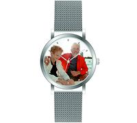 memories Women's Watch with Photo Diameter 36 mm Personalised Gift Mesh Strap Silver Steel Base, silver, Bracelet