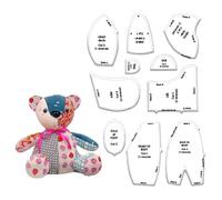 Memory Bear Patterns for Sewing, 10 Pcs Memory Bear Sewing Patterns Template Ruler Set with Instruction Manual, Home Sewing Art Craft, Memory Bear Sewing Patterns for Beginners (15in)