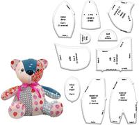 Memory Bear Patterns for Sewing, 10Pcs Memory Bear Sewing Patterns Template Ruler Set with Instruction Manual, Memory Bear Sewing Patterns Home Sewing Art Craft Tools for Beginners (15in)