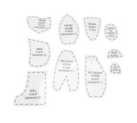 Memory Bear Template Ruler 10 - Piece Set | Acrylic Sewing Patterns for Memorial Bears/Keepsake Dolls | Reusable Stencils for Fabric Cutting & Crafting (Large (15 inch))