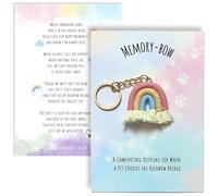 Memory-Bow Pet Loss Keyring & Poem Card, Rainbow Bridge Pocket Hug - Pink