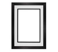 Memory Box Brushed Black Double Mount Photo frame/picture frame/poster frame with Real Glass - White on Black Mount - 12"x10" for 10''x8 pictures