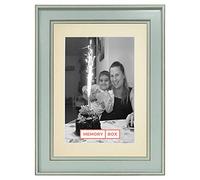 Memory Box Emmeline Light Green Frame with Ivory mount with a Vintage Feel for Pictures, Photos, Posters Frames - for Gallery Walls, Tabletop Displays - size 10"x8" for A5 picture With Stand